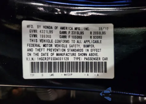 2013 Honda Accord Sport z USA, uszkodzony, nr VIN 1HGCR2F55DA001129